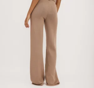 Shop Organic Basics True Knit Wide Leg Pants Almond