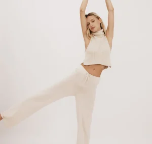 Outlet Organic Basics True Knit Wide Leg Pants SoftVanilla