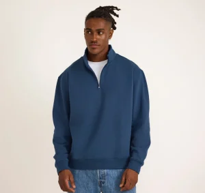 Best Sale Organic Basics Weekend Half Zip Sweatshirt MidnightBlue